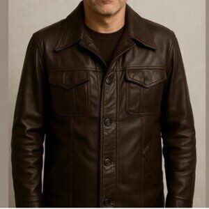Vinatge Brown Leather Jacket Size medium